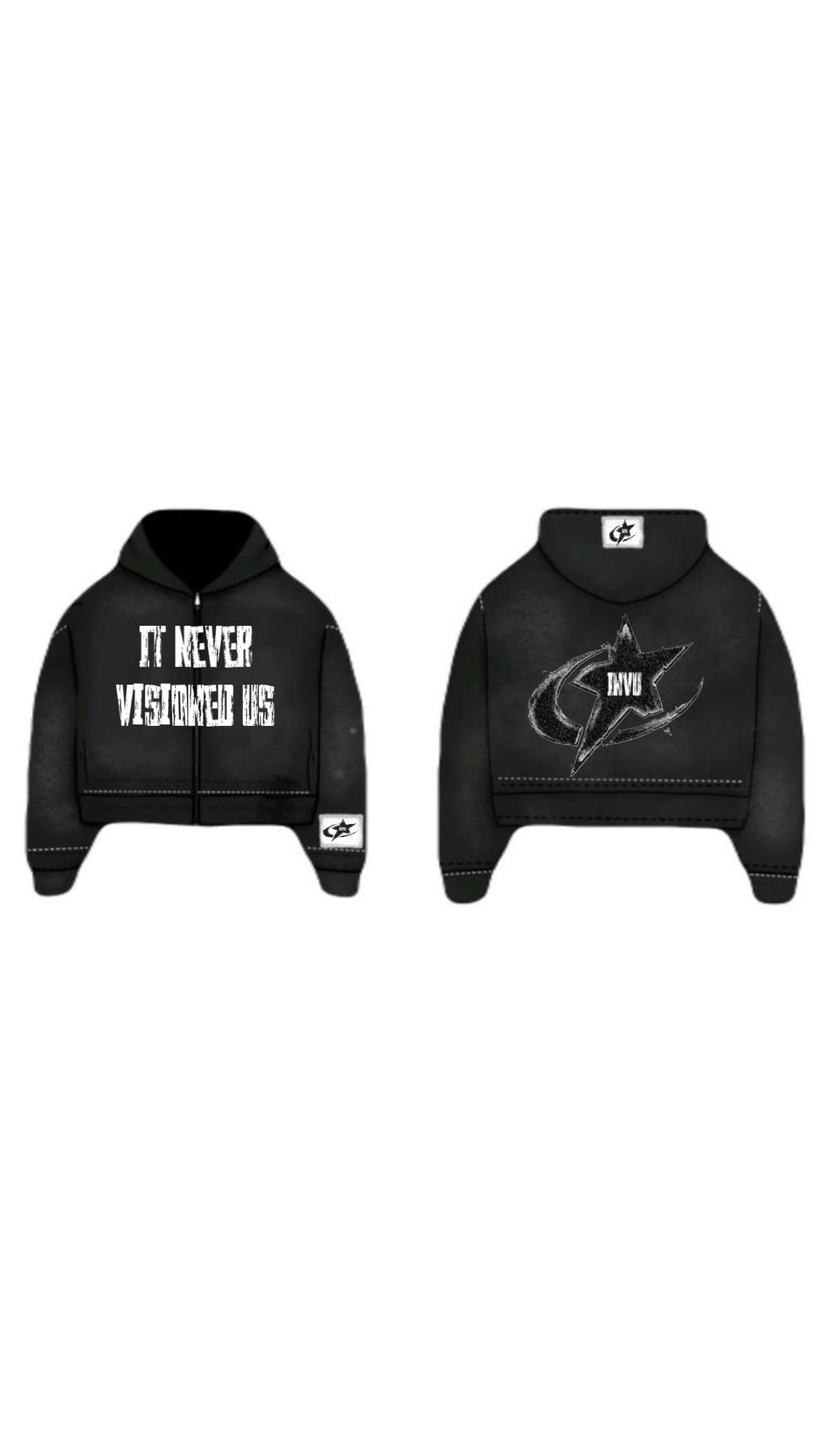 INVU black washed zip-up