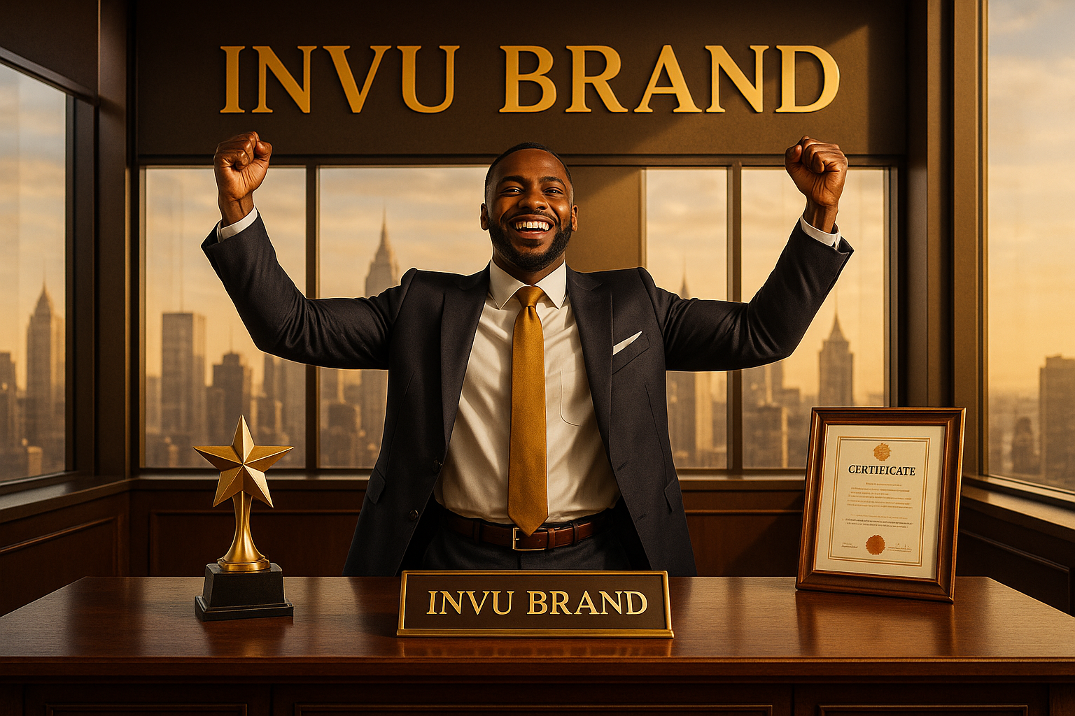 Make person a male and add INVU Brand in bold letters
